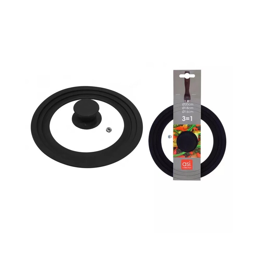 Universal lid with silicone edge 3in1, Ø16|18|20cm
