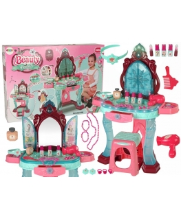 Lean toys kosmetinis staliukas su veidrodžiu ir šviesomis