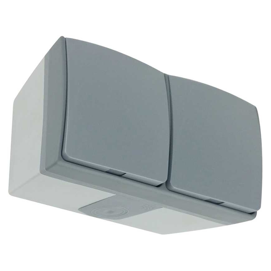 Orno Dvigubas lizdas 2X2P+Z AQUATIC PRO IP 55 pilkai grafitas