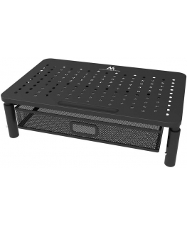 Maclean MC-947 Monitorius Nešiojamas kompiuteris Stand Riser with Drawer Screen 13" - 32" Ergonomic Vented Design 3-Level Adjust