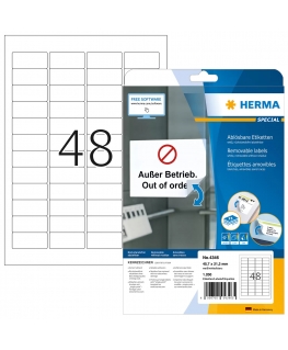 HERMA Removable labels A4 45.7x21.2 mm white Movables/removable paper matt 1200 pcs.