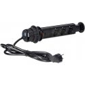 Orno Furniture socket ?6cm pulls out from the tabletop with USB charger, lock and 1.8m cable, 3x2P+Z (Schuko), black Orno Furniture socket ?6cm pulls out from the tabletop with USB charger, lock and 1.8m cable, 3x2P+Z (Schuko), black