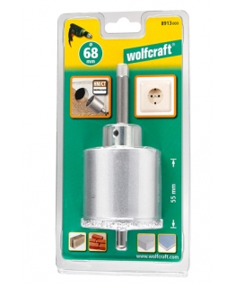 Drill Drill bit with stem and center. with drill Wolfcraft 8913000 68 mm