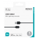 Deltaco IPLH-412 lightning kabelis 2 m Melns Deltaco IPLH-412 lightning kabelis 2 m Melns