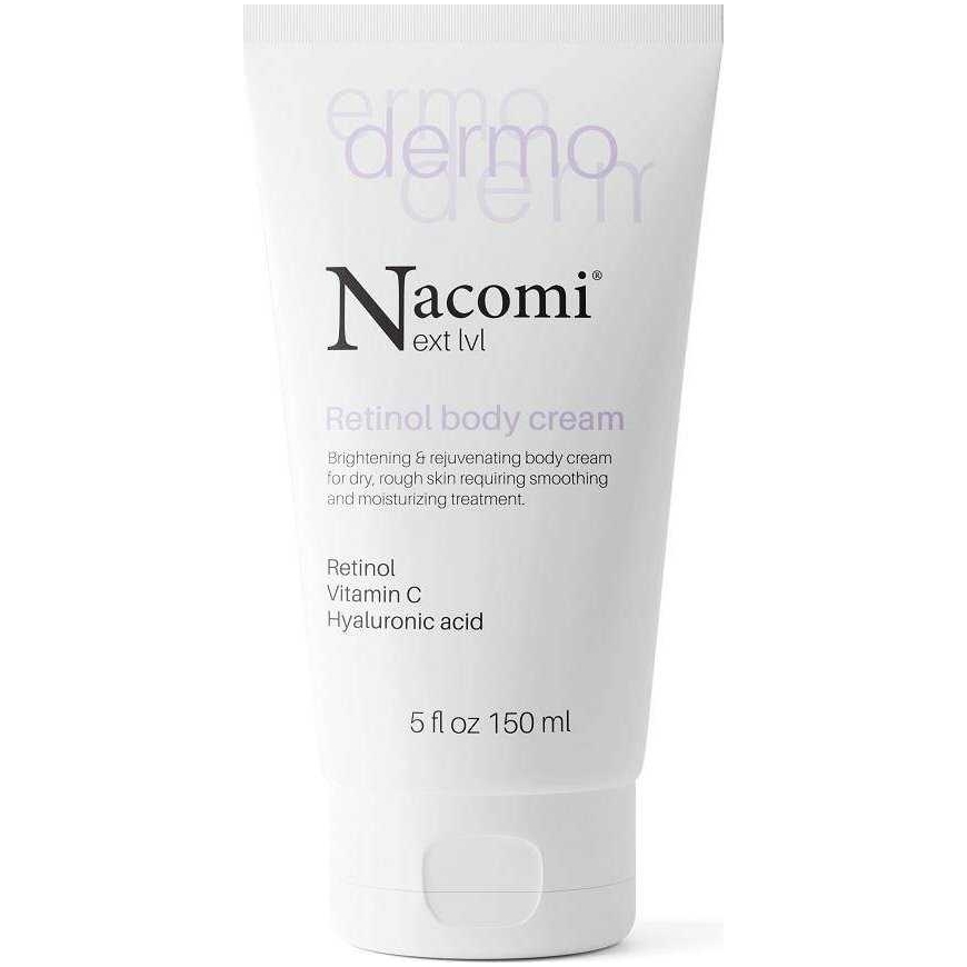 Nacomi Next Level Dermo – šviesinantis ir jauninantis kūno kremas su retinoliu ir vitaminu C, 150 ml – 2