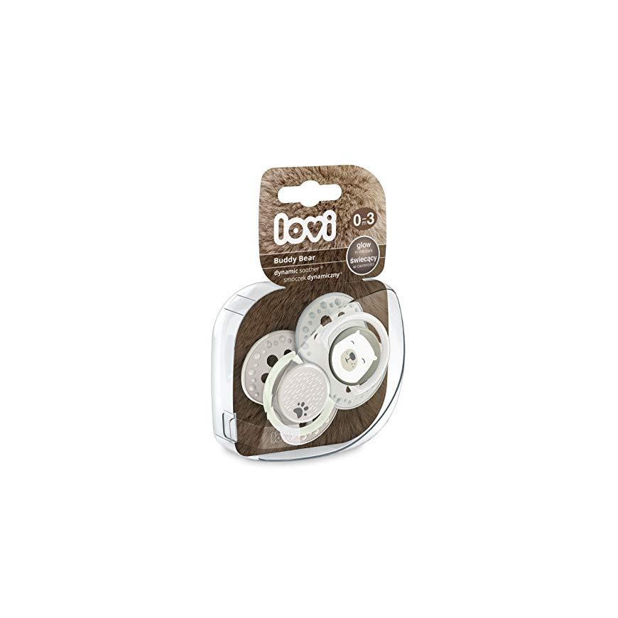 LOVI dynamic silicone pacifier BUDDY BEAR, 0-3 months, 2 pcs., 22/863
