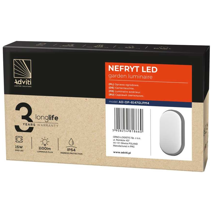 Wall lamp Orno NEFRYT LED 15W, garden lamp, 1100lm, IP54, 4000K, gray – 2
