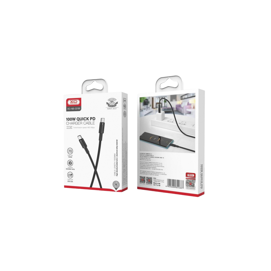 XO cable NB-Q199 PD USB-C - USB-C 1,5m 100W black