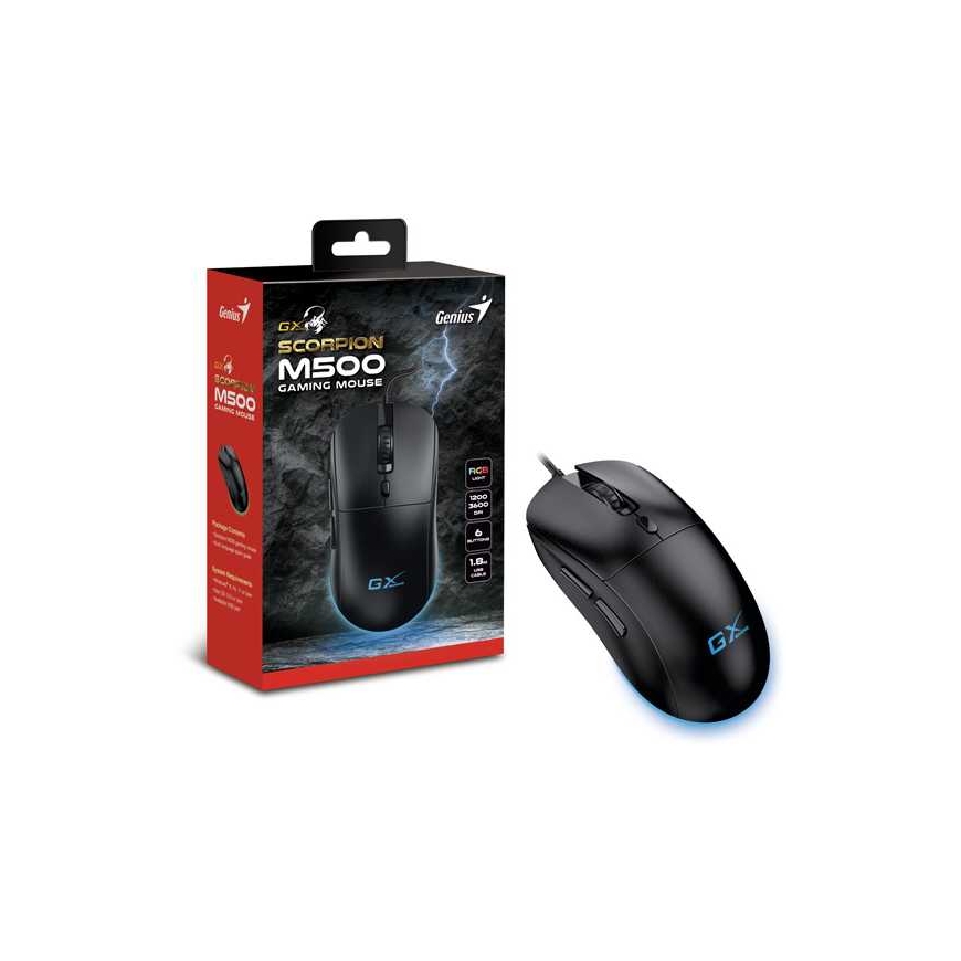 Wired mouse, Genius GX Gaming Scorpion M500, black, optical, 3600DPI – 3