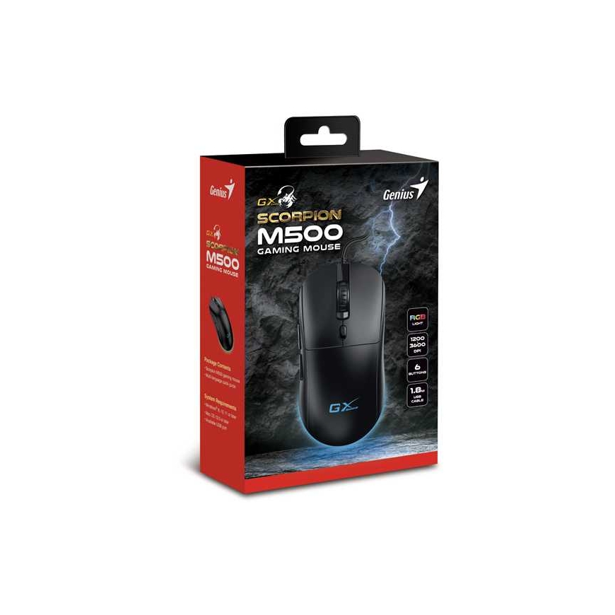 Pelė su laidu, Genius GX Gaming Scorpion M500, juoda, optinė, 3600DPI – 4