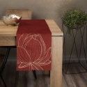 Eurofirany BLINK / 12 Velvet table runner with a large lotus flower pattern, 35X180 cm, color: brick