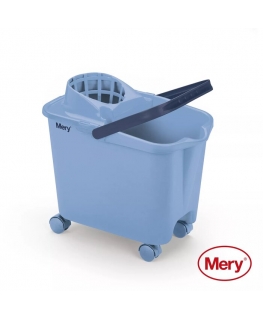 Bucket 14L with push-on wheels blue