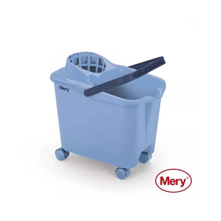 Bucket 14L with push-on wheels blue