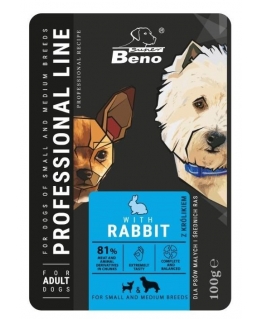 SUPER BENO Adult Small and medium Rabbit - Wet dog food - 100 g