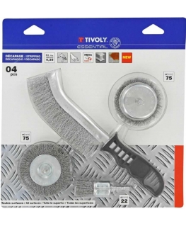 Tivoli Set of brushes for drill + handbrush, corrugated wire 0.35mm, 1/4 HEX shank