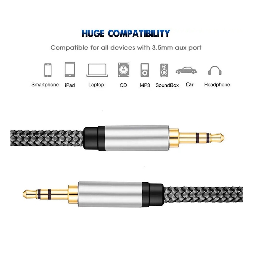 iLike AX1 vastupidav punutud traat 1m Aux Jack kaabel 3,5 mm isa – 2