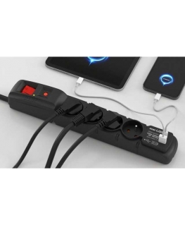 LISTWA ZASILAJĄCA ACAR F4 USB A+C 3M 4X 230V PL PD 3.0 QC CZARNA
