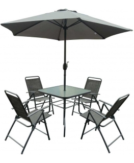 Outdoor furniture set Saska Garden Set MEBLI OGRODOWYCH SYDNEY table 4 KRZESŁA I PARASOL GRAY