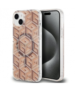 Case Original faceplate case GUESS GUHMP15SHGCUSTGW for iPhone 15 (Compatible with Magsafe / IML GCUBE / brown)