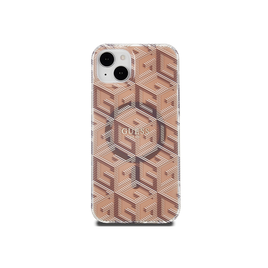 Case Original faceplate case GUESS GUHMP15SHGCUSTGW for iPhone 15 (Compatible with Magsafe / IML GCUBE / brown) – 3