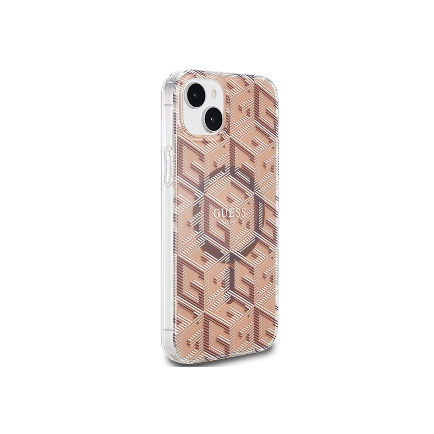 Case Original faceplate case GUESS GUHMP15SHGCUSTGW for iPhone 15 (Compatible with Magsafe / IML GCUBE / brown) – 4