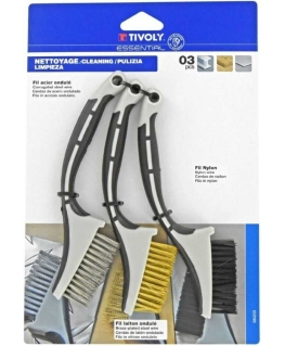 Tivoli Mini handheld brushes set (steel, brass-coated steel, nylon)