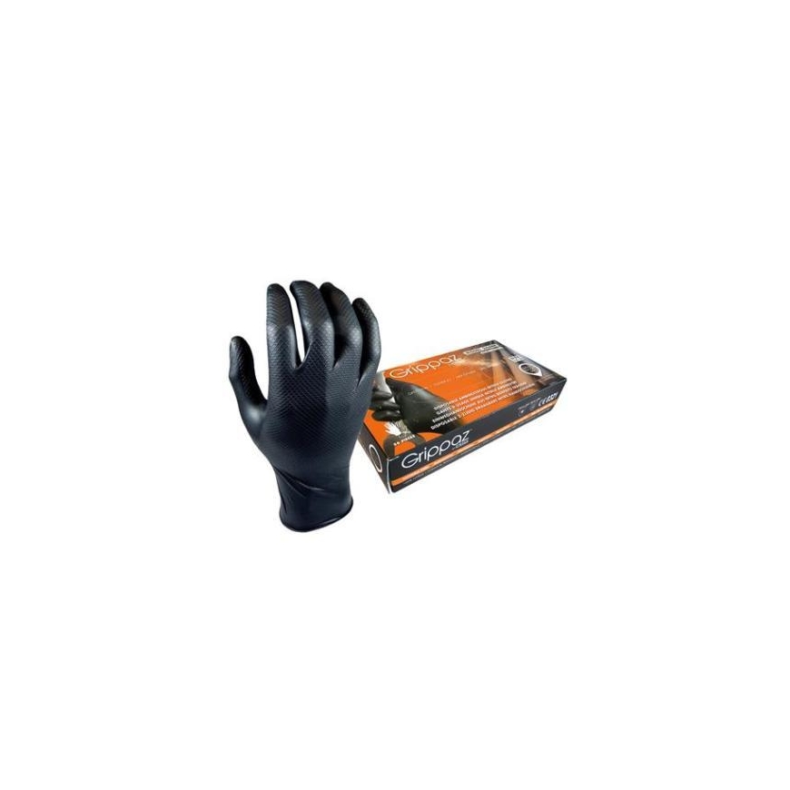 Multi Disposable nitrile gloves M-Safe Grippaz 246BK, 50 pcs in a box, 0.15mm thickness, black, 8/M