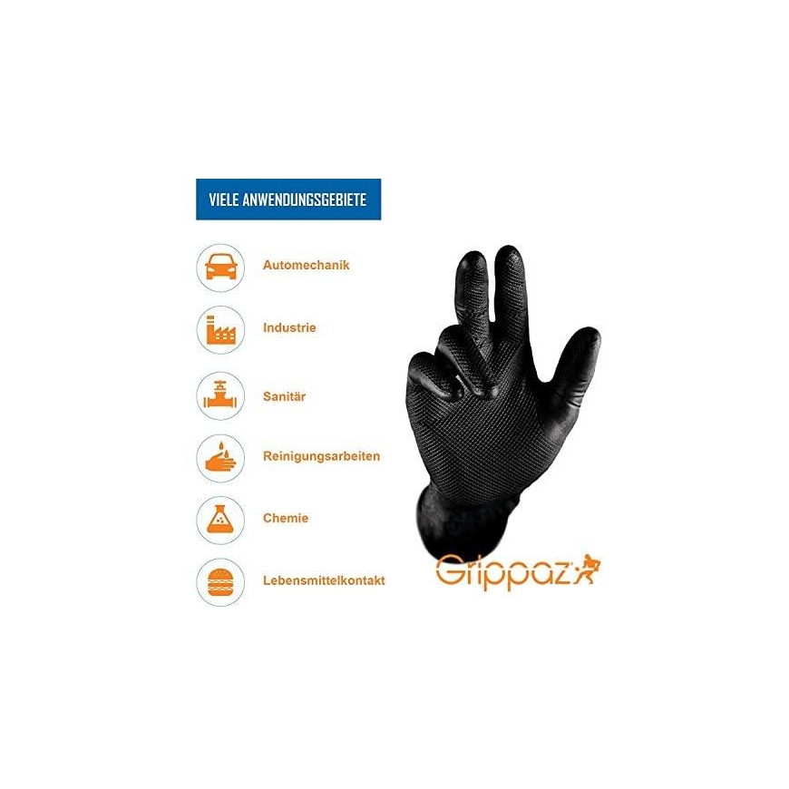 Multi Vienkartinės nitrilinės pirštinės M-Safe Grippaz 246BK, 50 vnt dėžėje, 0,15mm storis, juodos, 8/M – 2