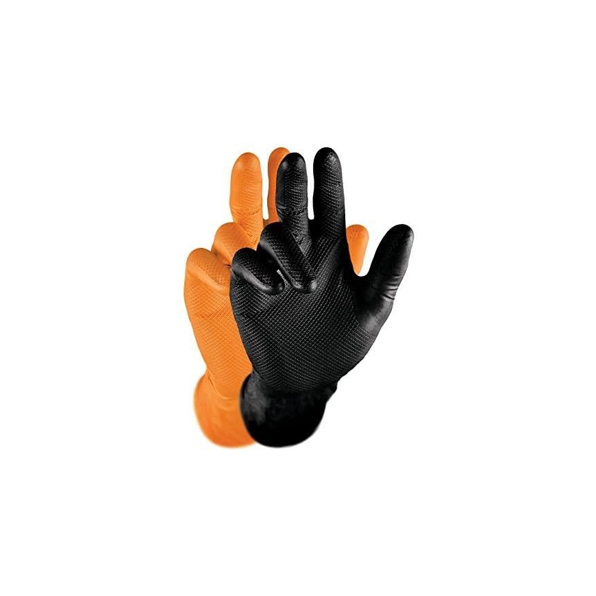 Multi Disposable nitrile gloves M-Safe Grippaz 246BK, 50 pcs in a box, 0.15mm thickness, black, 8/M – 4