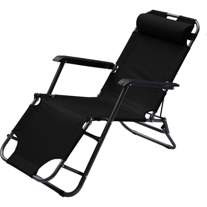 Royokamp folding garden bed with headrest, black