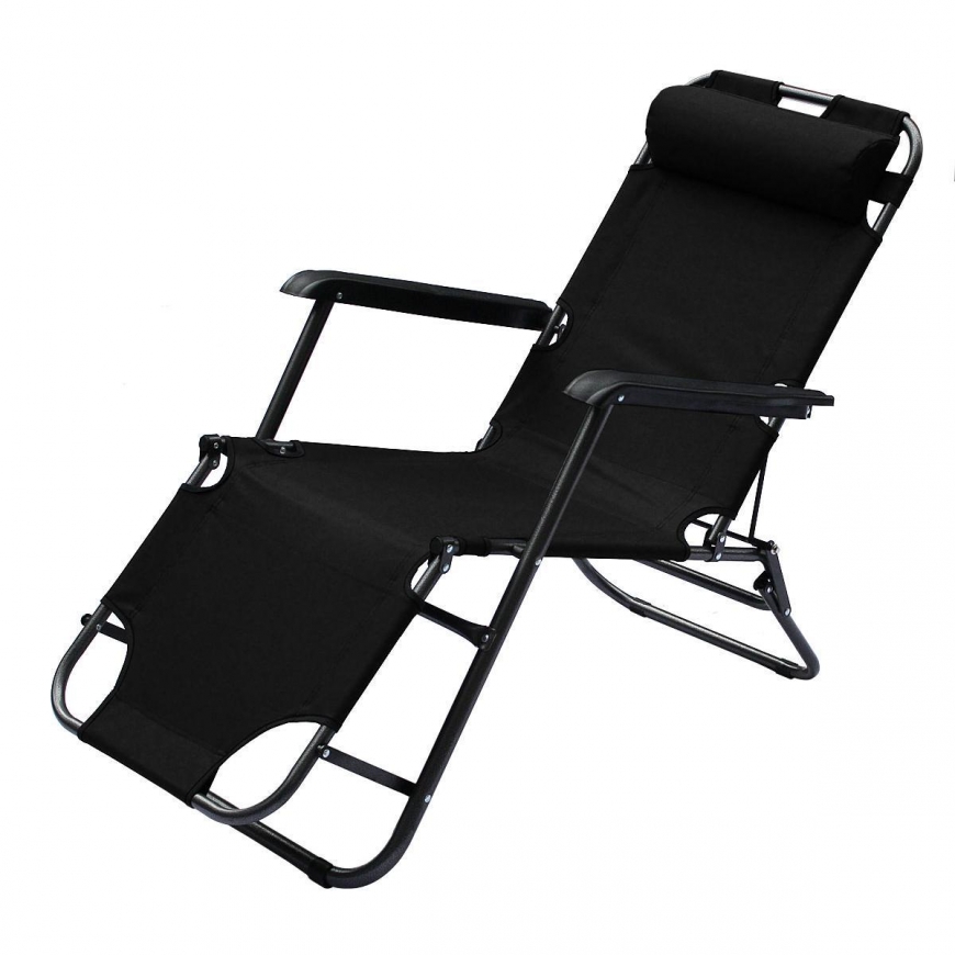 Royokamp folding garden bed with headrest, black – 2