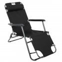 Royokamp folding garden bed with headrest, black Royokamp folding garden bed with headrest, black