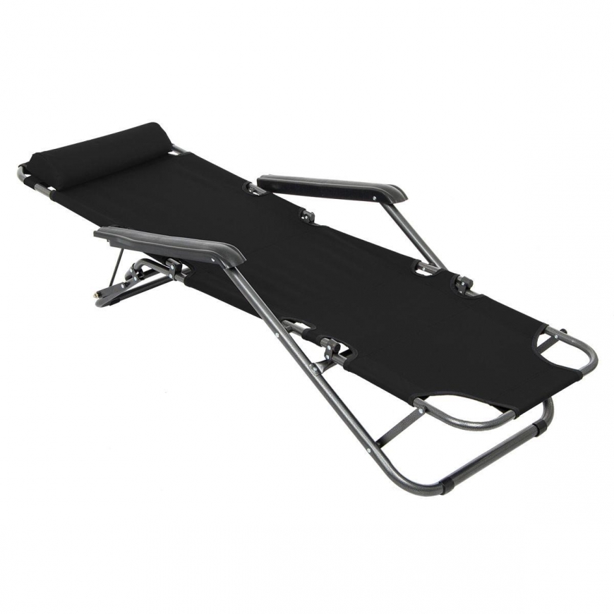 Royokamp folding garden bed with headrest, black – 4