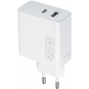 TelForceone Maxlife MXTC-07-45AC PD QC charger 1x USB-C 1x USB 45W white TelForceone Maxlife MXTC-07-45AC PD QC charger 1x USB-C 1x USB 45W white