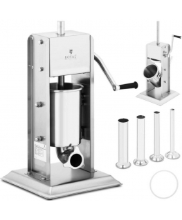 Meat Grinder Royal Catering Filler with sausage stuffing vertical manual stainless steel 3 l + 4 funnels