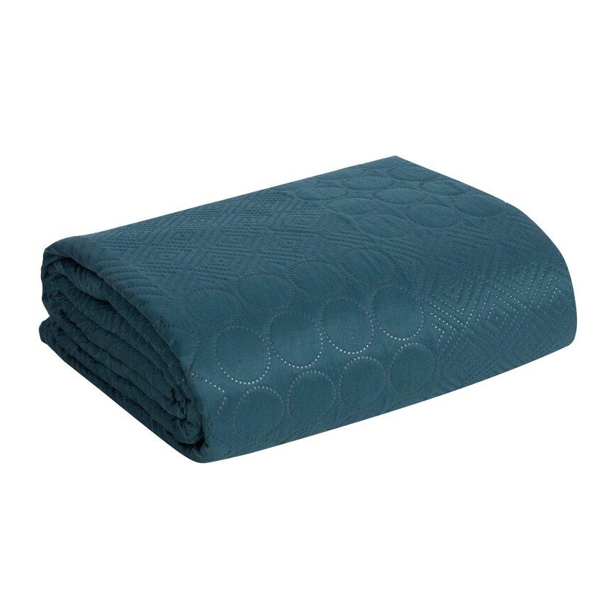Eurofirany DESIGN 91 BONI / 5 Bedspread with quilt motif printed by hot pressing technique, 220X240 cm, color: dark turquoise Be – 3