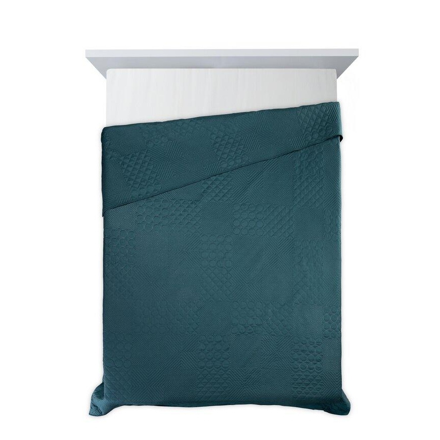 Eurofirany DESIGN 91 BONI / 5 Bedspread with quilt motif printed by hot pressing technique, 220X240 cm, color: dark turquoise Be – 4