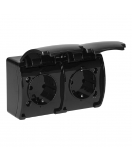 Orno Lizdas podwójne 2x2P+Z Schuko AQUATIC, IP44, juoda