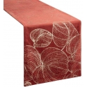 Eurofirany BLINK / 16 Velvet table runner with large leaf pattern, 35X220 cm, color: brick Eurofirany BLINK / 16 Velvet table runner with large leaf pattern, 35X220 cm, color: brick