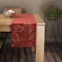 Eurofirany BLINK / 16 Velvet table runner with large leaf pattern, 35X220 cm, color: brick Eurofirany BLINK / 16 Velvet table runner with large leaf pattern, 35X220 cm, color: brick