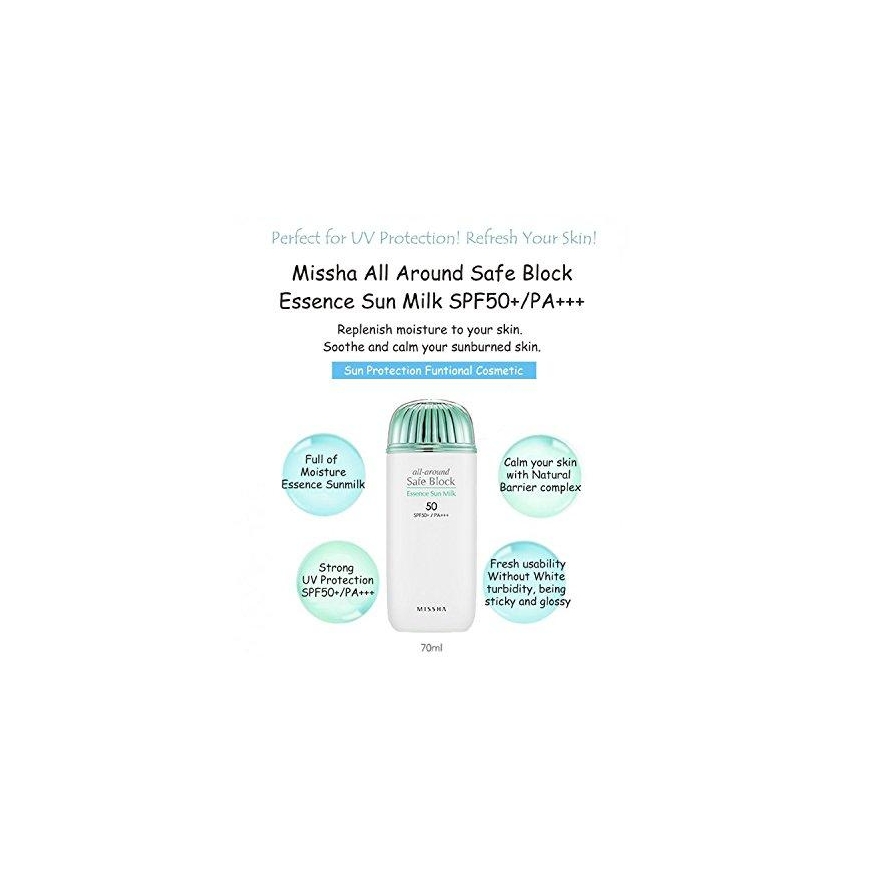 Missha All Around Safe Block Essence Sun Milk SPF50+/PA+++ moisturizing essence 70ml – 3