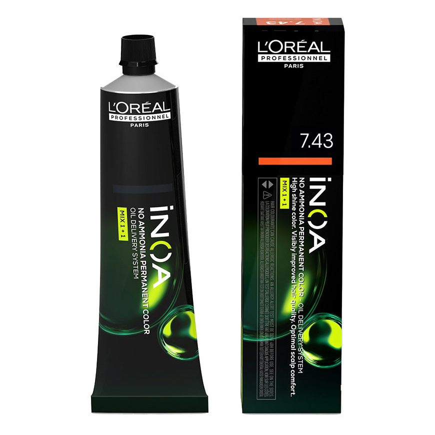 Profesionalūs plaukų dažai "L'oreal Professionnel Inoa No Ammonia Permanent Color" 7,43 60g – 3