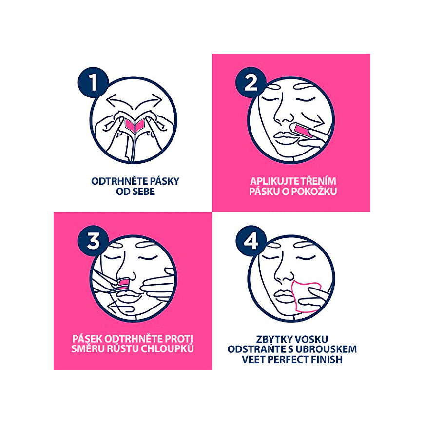 Veet Professional Vaškas Strips Veido Depilatory Product moterims, 40 pc – 3