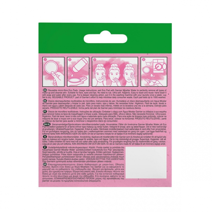 Garnier Skin Naturals Micellar Reusable Eco Pads Cleansiing Pads moterims, 3 pc – 5