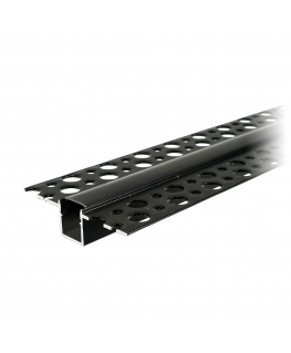Ornos Aluminum profile for LED strips, 2m, embedded in plasterboard, black, matte cover, set of 20 pcs.