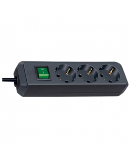 Brennenstuhl Eco-Line with switch and 1,5 mm² Ø cable pagarinātājs 5 m 3 Maiņstrāvas izvade (-s) Melns