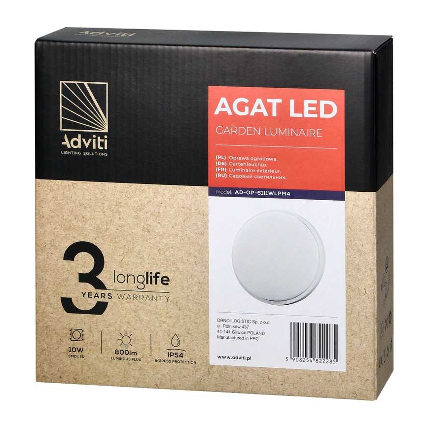 Wall lamp Orno AGAT LED 10W, garden lamp, 800lm, IP54, 4000K, white – 2