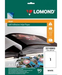 Adhesive paper for stickers Lomond Self Adhesive Inkjet Photo Paper Matte A4, 25 sheets