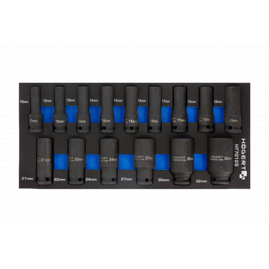 Impact wrench set Hogert HT7G129 10-32 mm 15 pcs.