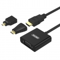 UNITEK Y-6355 video kabeļu aksesuārs VGA (D-Sub) HDMI Type A (Standard) Melns UNITEK Y-6355 video kabeļu aksesuārs VGA (D-Sub) HDMI Type A (Standard) Melns